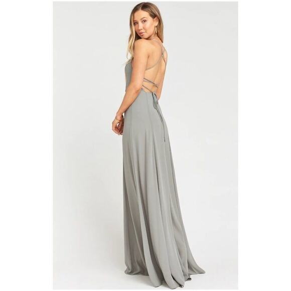 NWT Show Me Your Mumu Godshaw Goddess Gown Bridesmaid Dress Charcoal Size L - Picture 2 of 12